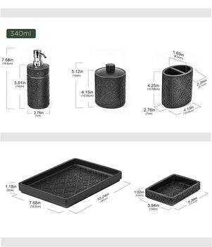 Set Of Five Black Resin Bathroom Accessories, 8 of 8