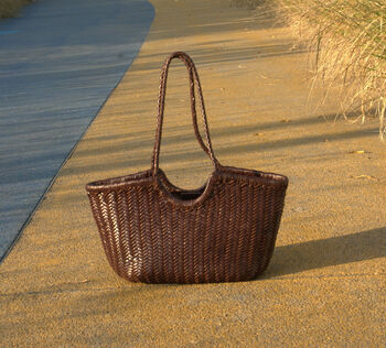 Hand Woven Genuine Leather Shopping Bag, 8 of 12