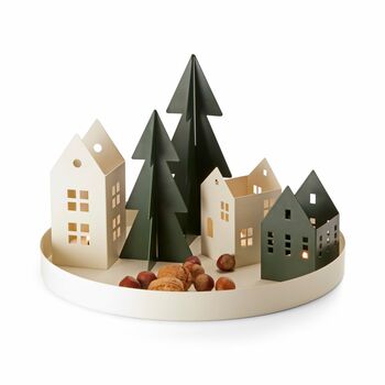 Christmas Village And Tray In Powder Coated Steel, 2 of 3
