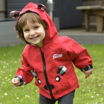 Personalised Bear Plaid Baby Coat, 3 of 8