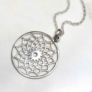 Sterling Silver Mandala Pendant Necklace, 3 of 5