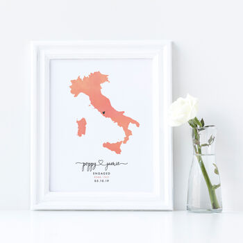 Personalised Italy Engagement Map Print, 5 of 9