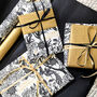 Christmas Botanical Luxe Gift Wrap Black Gold And Ivory, thumbnail 5 of 12