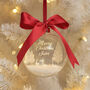 Round Glass Merry Christmas Message Snow Filled Tree Bauble Decoration, thumbnail 4 of 7