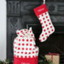 Personalised Santa Sack Christmas Stocking Set Red Spot, thumbnail 1 of 11