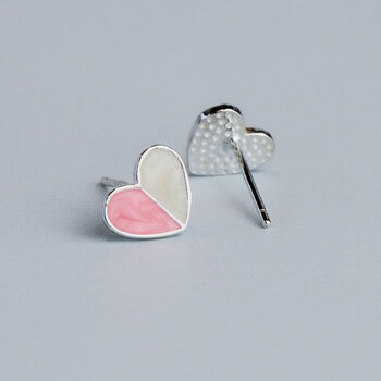 Sterling Silver Colourful Heart Stud Earrings, 3 of 6