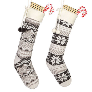 Personalised Scandi Knit Christmas Stockings, 3 of 8