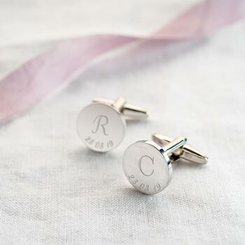 Personalised Initial And Date Cufflinks, 5 of 9