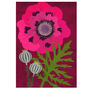 Watermelon Poppy Flower Greeting Card, Illustrated, Deep Pink, Sustainable Textured All Occasion Card, Blank Inside, thumbnail 2 of 2