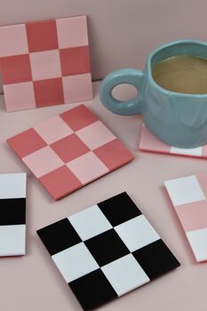 Cute Checkerboard Coaster Set Of Two, 6 of 12