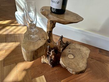 Varnished Teak Root Wooden Plant Multi Level Stand, 2 of 12