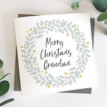 Grandparent Eucalyptus Wreath Christmas Card, 2 of 7