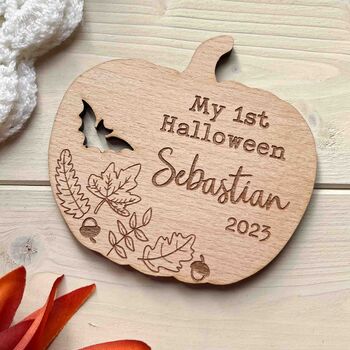 Personalised My First Halloween Wooden Disc Sign, 3 of 3
