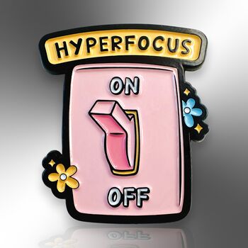 Hyperfocus Light Switch Enamel Lapel Pin, Adhd Badge Brooch, Attention Deficit Hyperactivity Awareness, Neurodivergent And Autism Gifts, 3 of 8