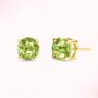 Peridot Round Stud Earrings In Sterling Silver And Gold, thumbnail 5 of 7