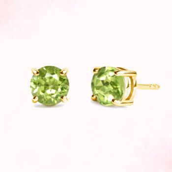 Peridot Round Stud Earrings In Sterling Silver And Gold, 5 of 7