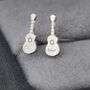 Sterling Silver Tiny Acoustic Guitar Stud Earrings, thumbnail 4 of 11