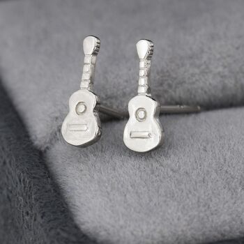 Sterling Silver Tiny Acoustic Guitar Stud Earrings, 4 of 11