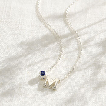Thread Through Birthstone And Initial Necklace, 3 of 7