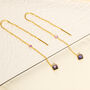 Gemstone Threader Earrings In 18ct Gold Vermeil, thumbnail 2 of 4