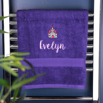 Girl's Personalised Princess Castle Bath Towel, 2 of 6
