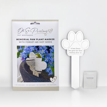 Paw Print Memorial Garden Planter And Forget Me Not Seeds, 2 of 5