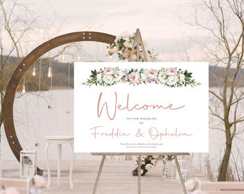 Wedding Welcome Sign Pink And White Peony, 3 of 5