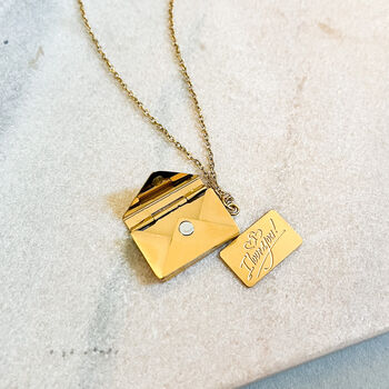 Secret Message Envelope Locket Necklace With I Love You Letter, 2 of 2