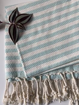Striped Design Turquoise Hand Towel, 3 of 6