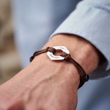 Personalised Men's Twenty Five Year Sterling Silver Anniversary Bracelet, 2 of 4