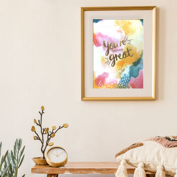 Art Print With Customisable Affirmation Gilded 24k Gold, 2 of 5