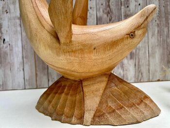 Wooden Dolphin Wine Bottle Holder Hand Carved Dolphin, 3 of 7