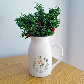 Christmas Hazel Dormouse Flower Jug, 2 of 7