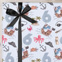 Three Sheets Of Children's 6th Birthday Pirate Wrapping Paper, thumbnail 1 of 2