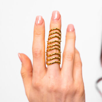 Waterfall Statement Armour Ring In 18ct Gold Vermeil, 2 of 7