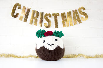 Giant Christmas Pudding And Sprout Knitting Kits, 5 of 6