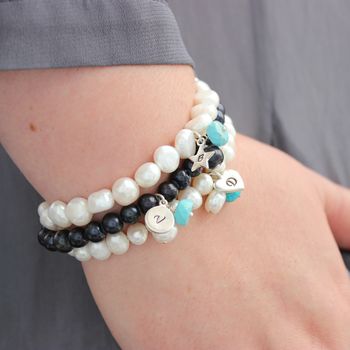 Pearl Bracelet Personalised With Birthstone And Initial, 2 of 10