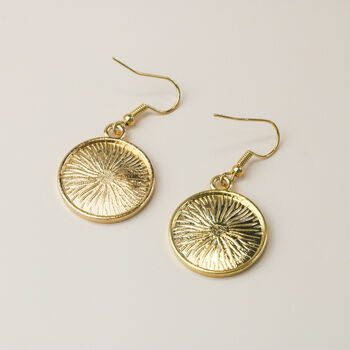 Rippled Blue Moon Gold Dangle Earrings, 4 of 4