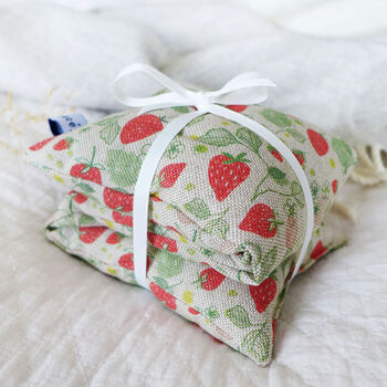 Strawberries Linen Wheat Heat Bag, 4 of 4