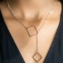 Square Y Shape Drop Gold Plated Lariat Bar Necklace, thumbnail 2 of 7