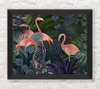 Flamingos In Blue Garden, Art Print, 4 of 6