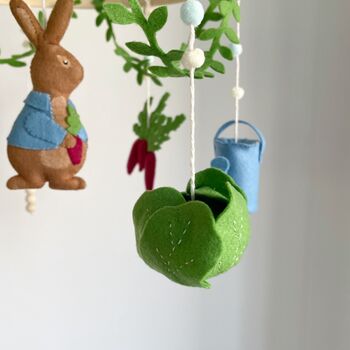 Handmade Peter Rabbit Themed Baby Cot Mobile, 7 of 10