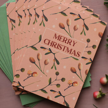 Vintage Style Mistletoe Christmas Cards, 4 of 6