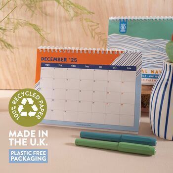 Academic Year A5 Desk Calendar 2025 2026 | Tidal Waves, 7 of 8