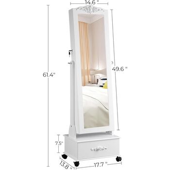 LED Jewellery Cabinet Lockable Storage Mirror, 2 of 9