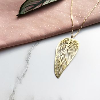 Gold Plated Leaf Necklace, 2 of 3