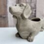Grey Dachshund Planter Sausage Dog Flower Pot Home Decor, thumbnail 9 of 11