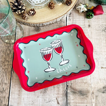 Elegant Christmas Small Serving Drinks And Canape Tray, 8 of 9