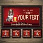 Personalised Bar Runner And Coasters Dog House Vintage, thumbnail 1 of 8