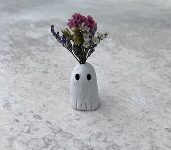 Mini Ghost Vase With Dried Flowers Mothers Day Gift, 5 of 7